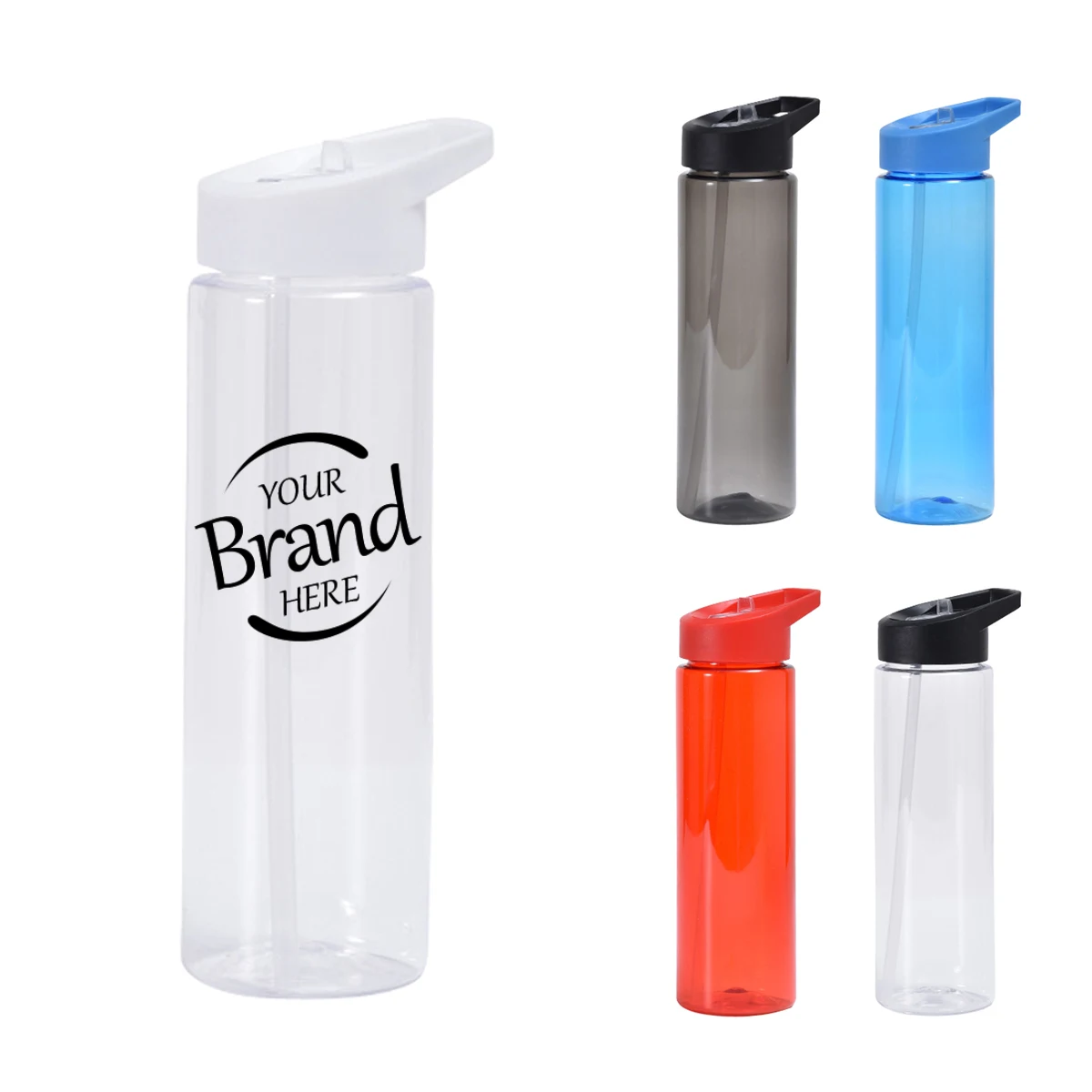 Plastic Sport Water Bottles With Handles & Lid Straw 1