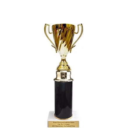 Trophy: 10.5" 1 column, 2x3 white marble base, 4"