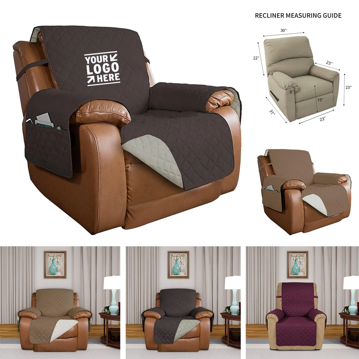 Kid Pet Large Reversible Quilted Oversized Recliner Sofa Cover Water Resistant Furniture Protector 1