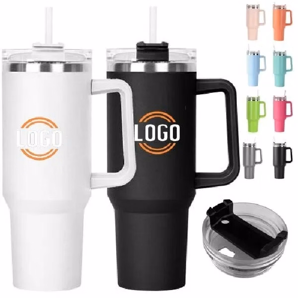 40 oz Reusable Thermos Cup with Straw for Car Use