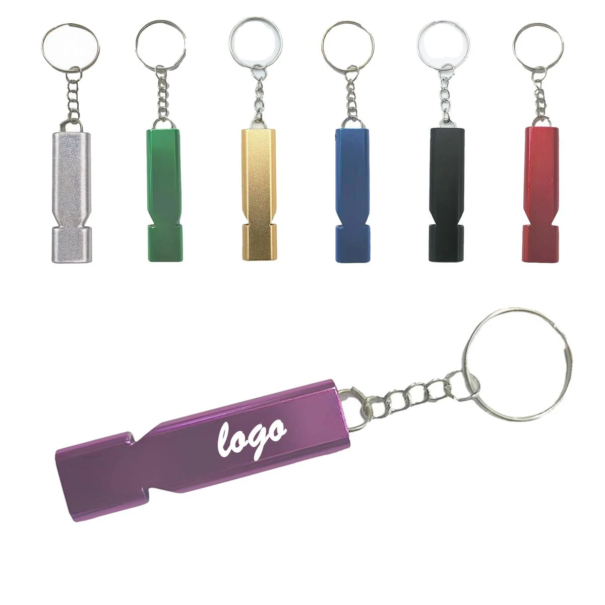 Aluminum Double Tube Emergency Whistle With Keychain 1