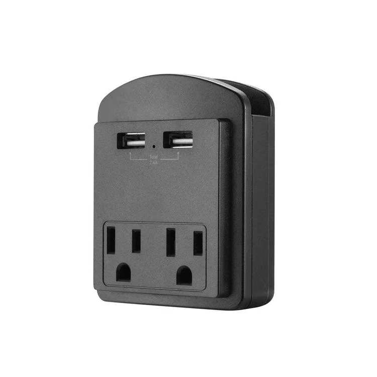 Surge Protectors - 2 Wall Outlets 2 USB Ports Black 1