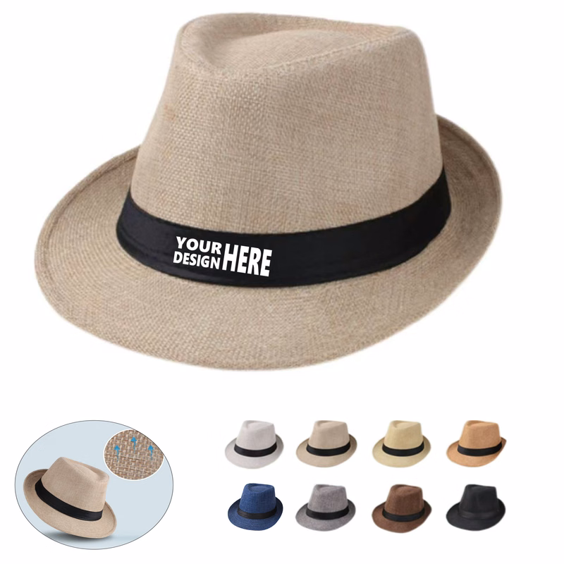 Natural-Hued Straw Fedora Hat