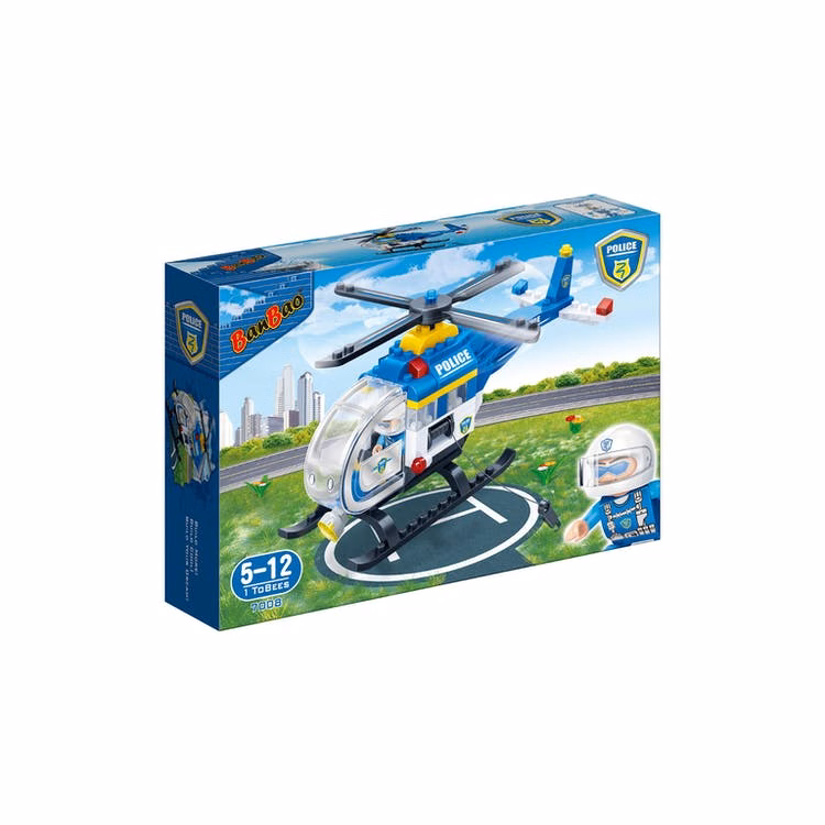 Police Chopper Interlocking Block Sets - 122 Pieces