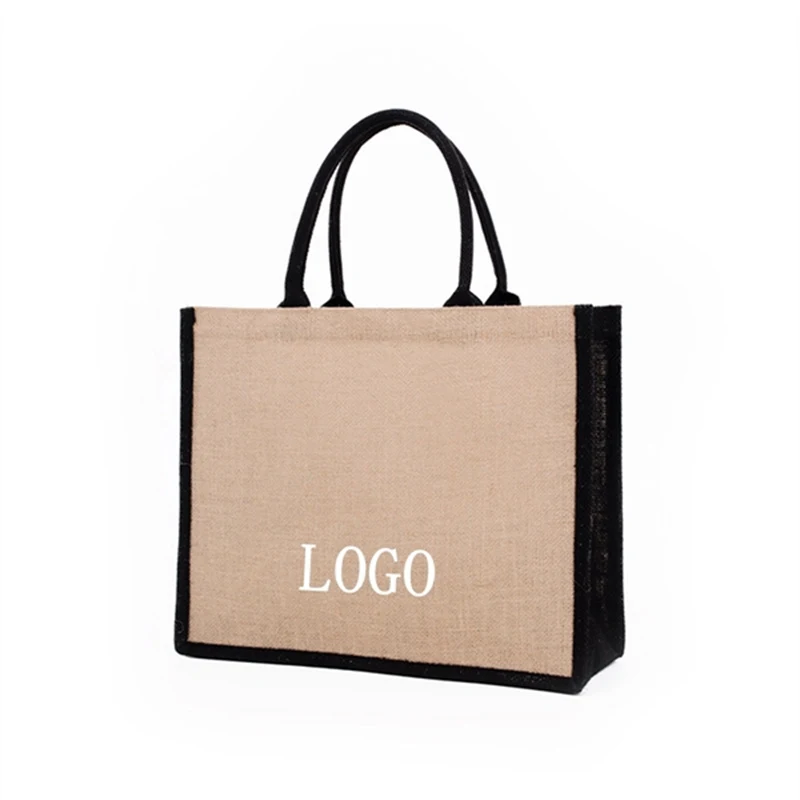 Burlap Jute Tote Gift Bag, custom tote bag with logo imprint 1