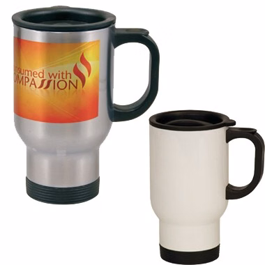 14 oz Full Color Stainless Steel Travel Mug - Full Color Sublimation.