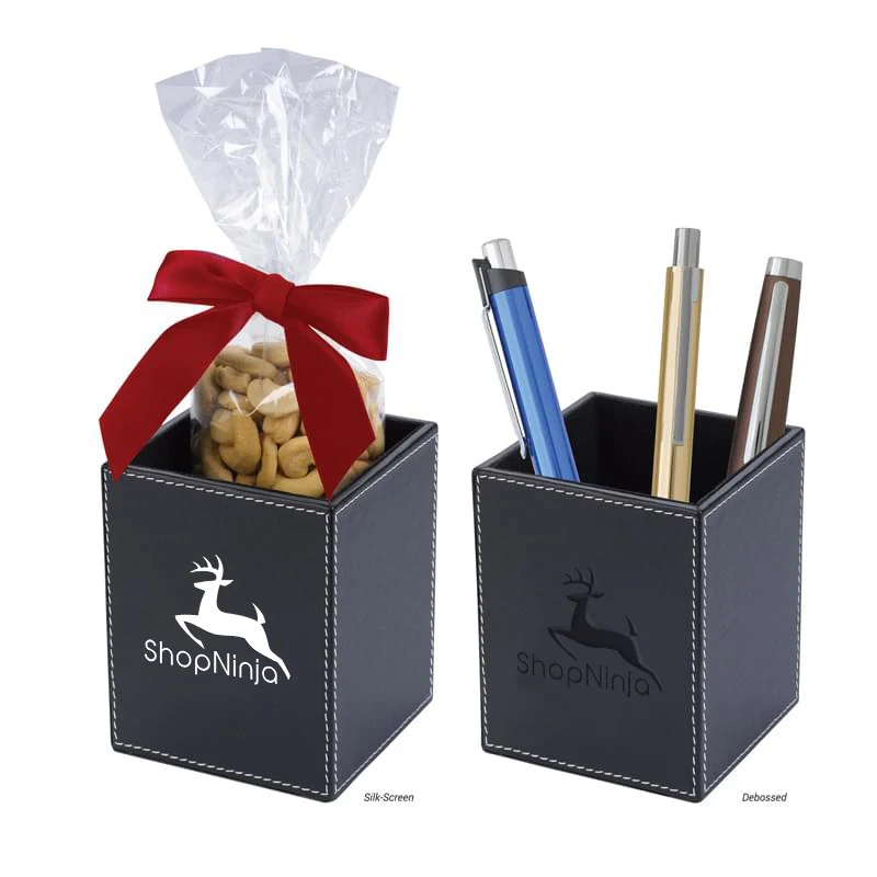 Faux Leather Pen Cup Set - Cashews 1