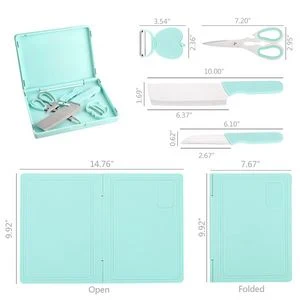 Compact Folding Cutting Board With Knife Set 1