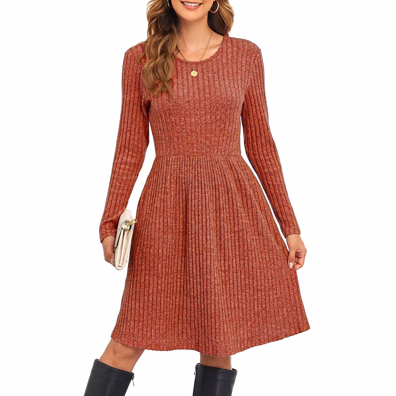 Women Long Sleeve Fall Dresses with Pockets