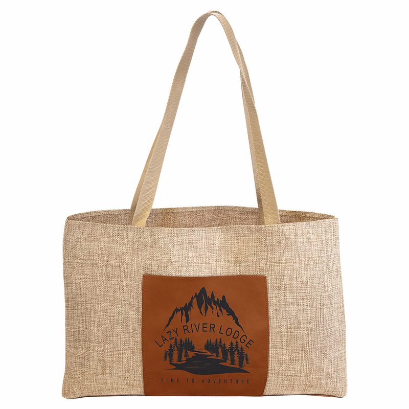 19" x 12" Burlap Bag with 5" Rawhide Leatherette Gusset