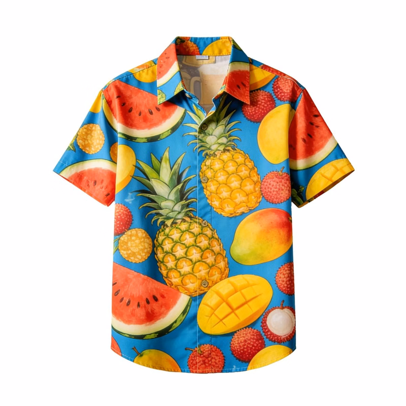 140g Bleached Elastic Print Polo Shirt