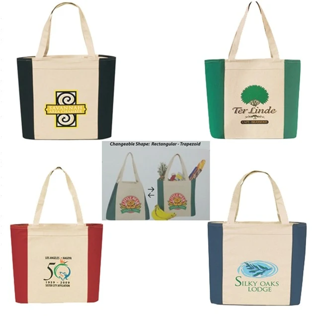 TRAPEZOID COTTON CANVAS SHOPPING TOTE 1