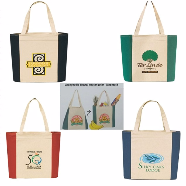 TRAPEZOID COTTON CANVAS SHOPPING TOTE