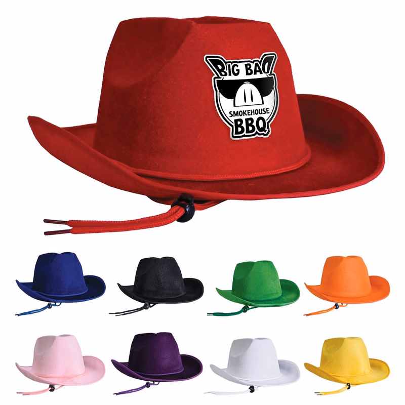 Velour Cowboy Hat w/ Custom Faux Leather Icon