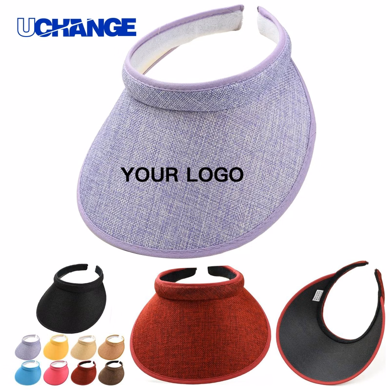 Linen Sun Visor Hat with Wide Brim for Outdoor Use