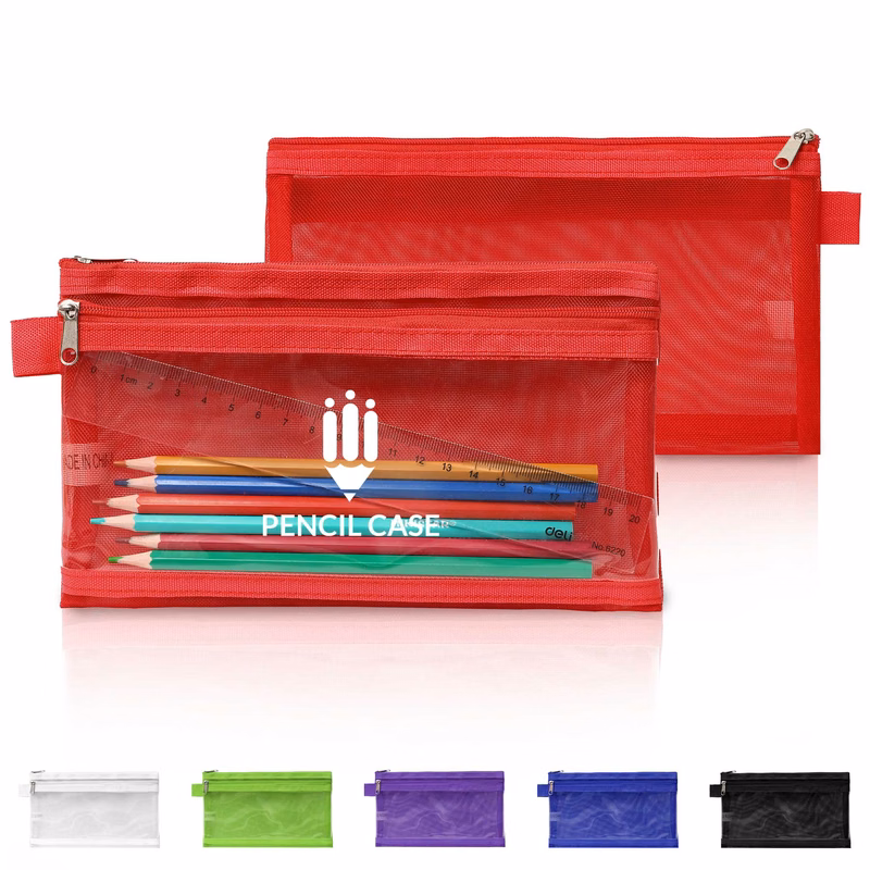 Twin Pocket Mesh Pencil Pouch