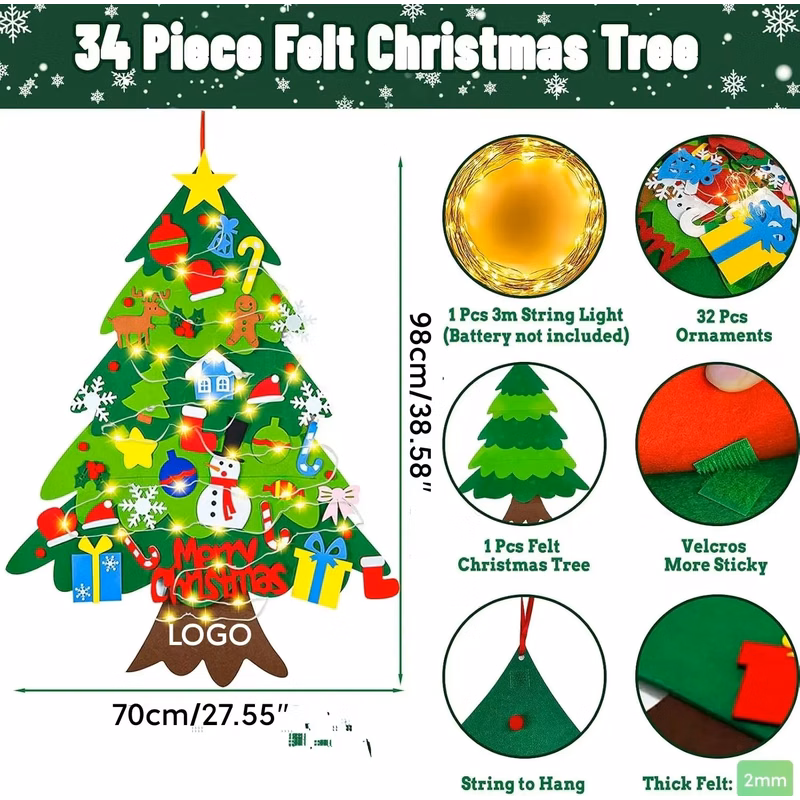 DIY Felt Christmas Tree Set with Ornaments for Kids