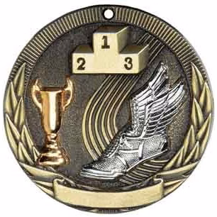 Track Tri-Colored Medal 2"