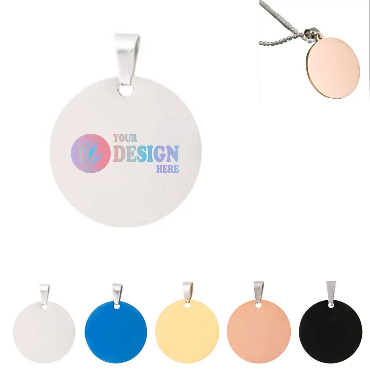 Stainless Steel Round Tag Pendant 1