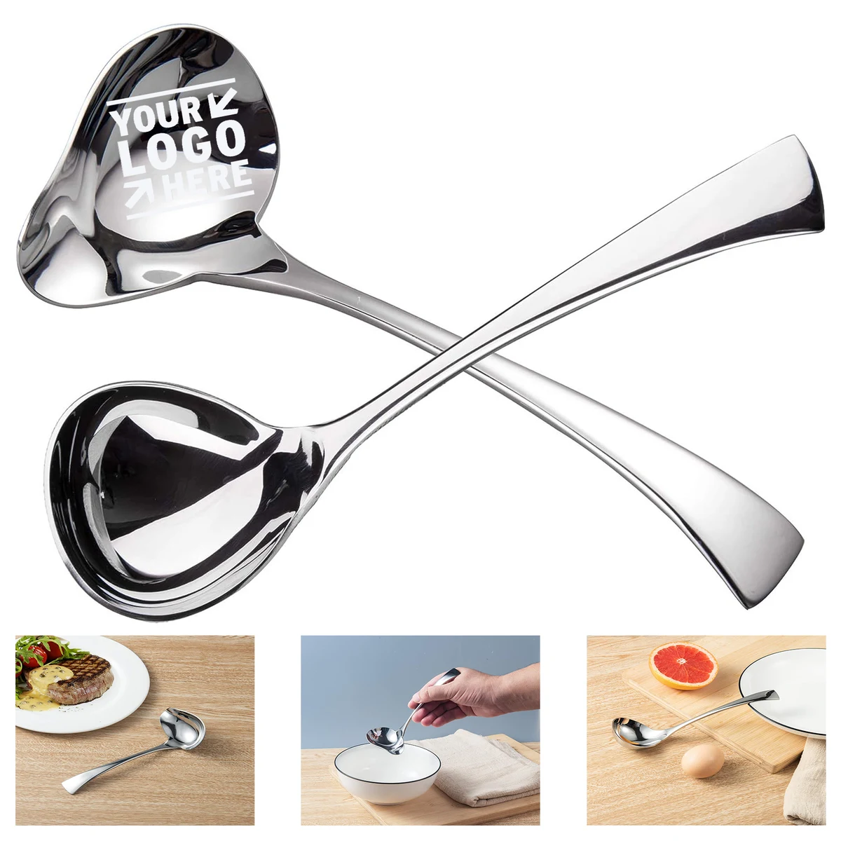 2 Pieces Sauce Serving 18/10 Stainless Steel Small Mini Gravy Ladle Drizzle Spoon 1