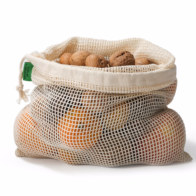 Cotton Reusable Drawstring Produce Bags