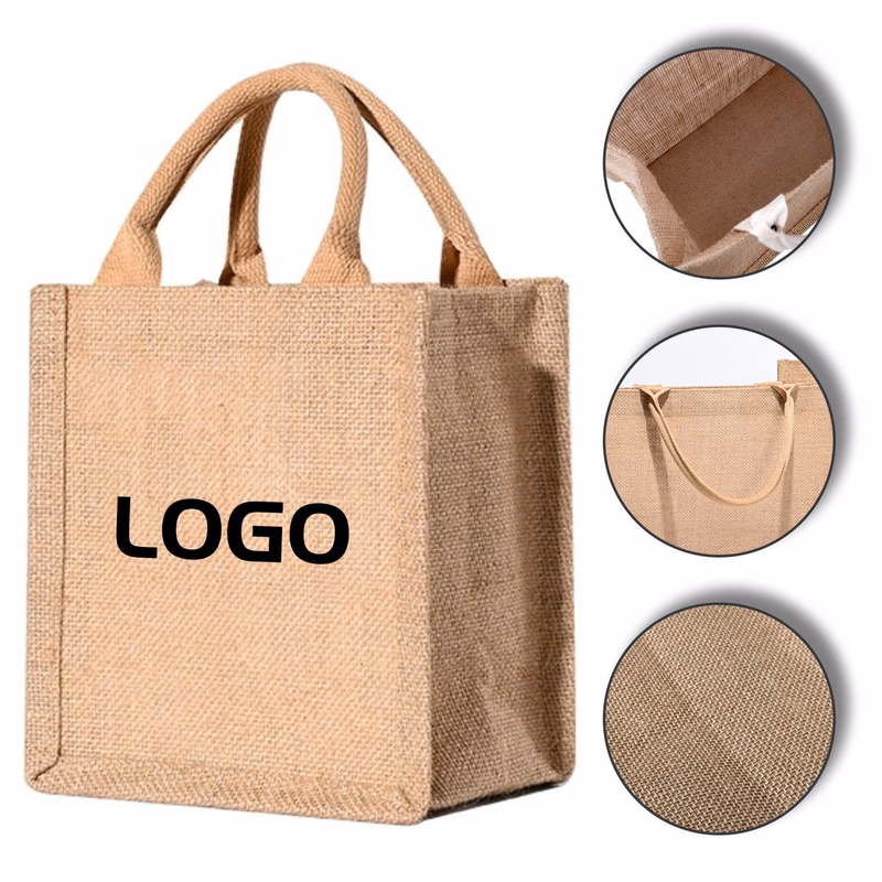 Natural Burlap Gift Tote - 8"x9" Miniature Handbag for Events