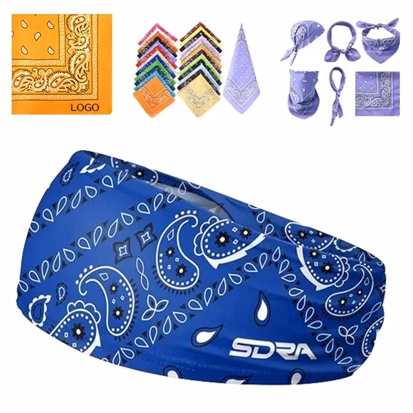 Square Sports Print Bandana Headband with Polyester Material