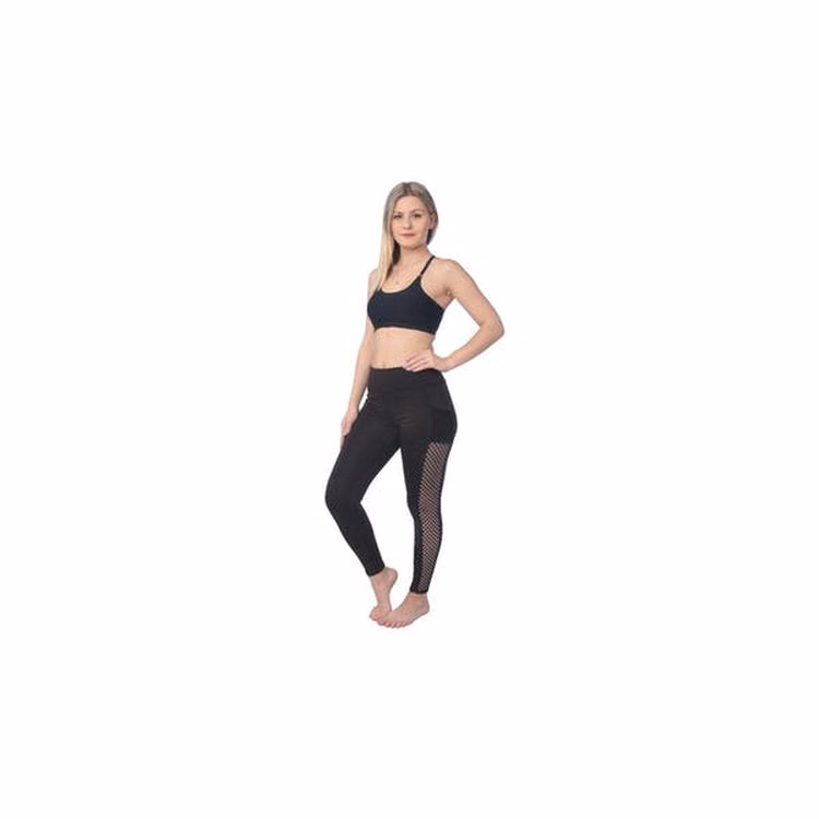 Women's High Waist Performance Sport Leggings - Black Pocket Medium