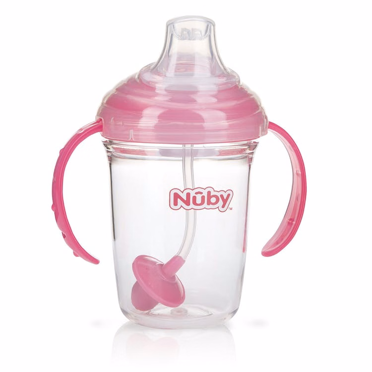 Nuby 2-Handle 360 Grip N' Sip Cups - Pink 8 oz