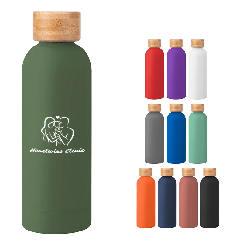 17 Oz. Stainless Steel Bottle With Bamboo Lid 1