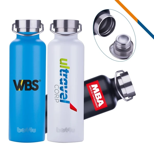 Aqua Stainless Steel Water Bottle - 24 OZ for Commutes, Fitness and Travel, custom water bottle with logo imprint 1