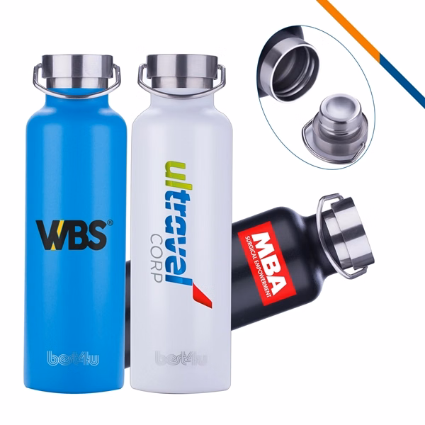 Aqua Stainless Steel Water Bottle - 24 OZ for Commutes, Fitness and Travel