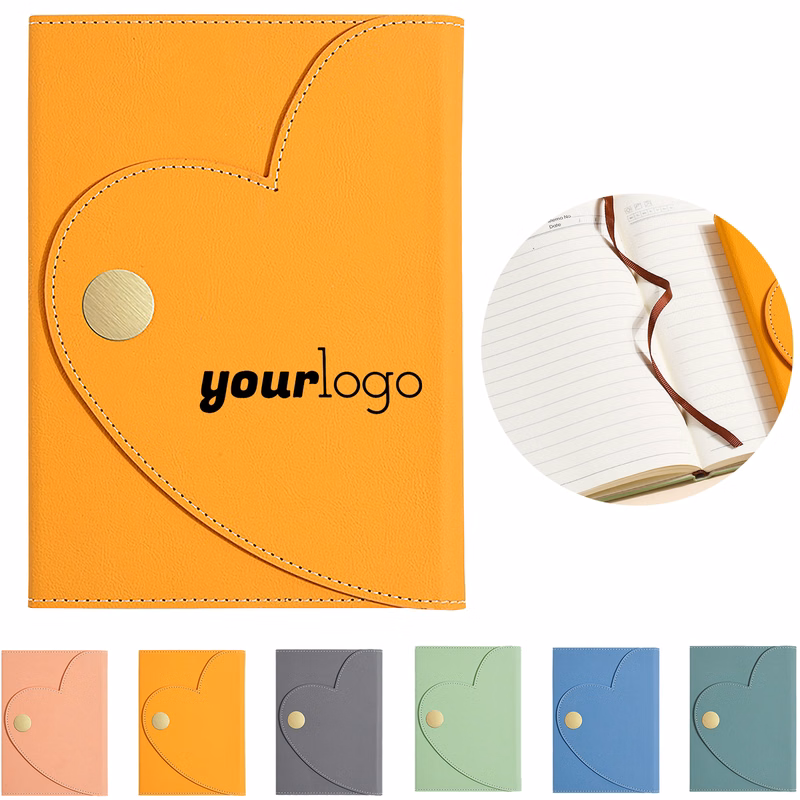 Leather Journal with Heart - Style Button Closure