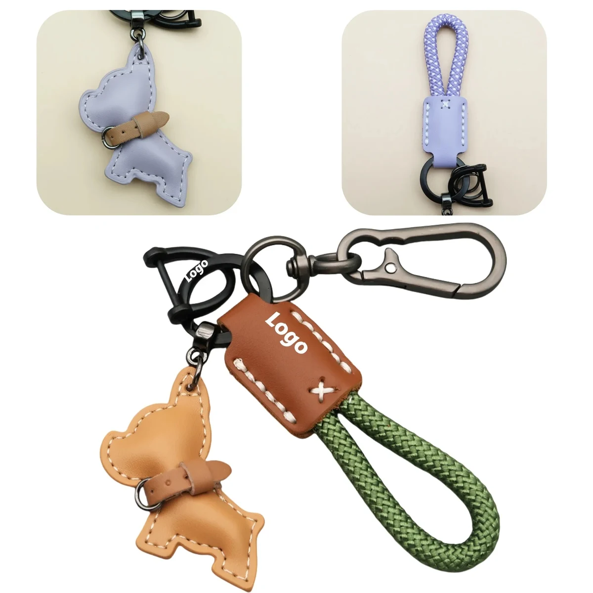 Handmade Leather Dog Keychain 1