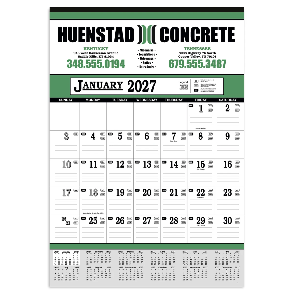 Skinner & Kennedy® Contractor's 13-Sheet Calendar 1