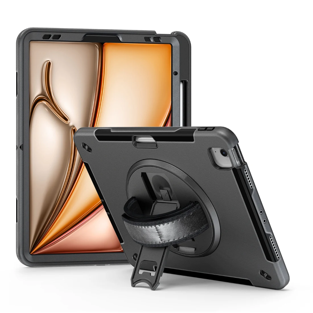 iPad Air 13 M2 Adjustable Hand Strap Rugged Case 1