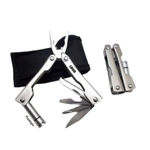 Compact Multi Tool Pliers Kit Stainless Steel With Flashlight Keychain 1