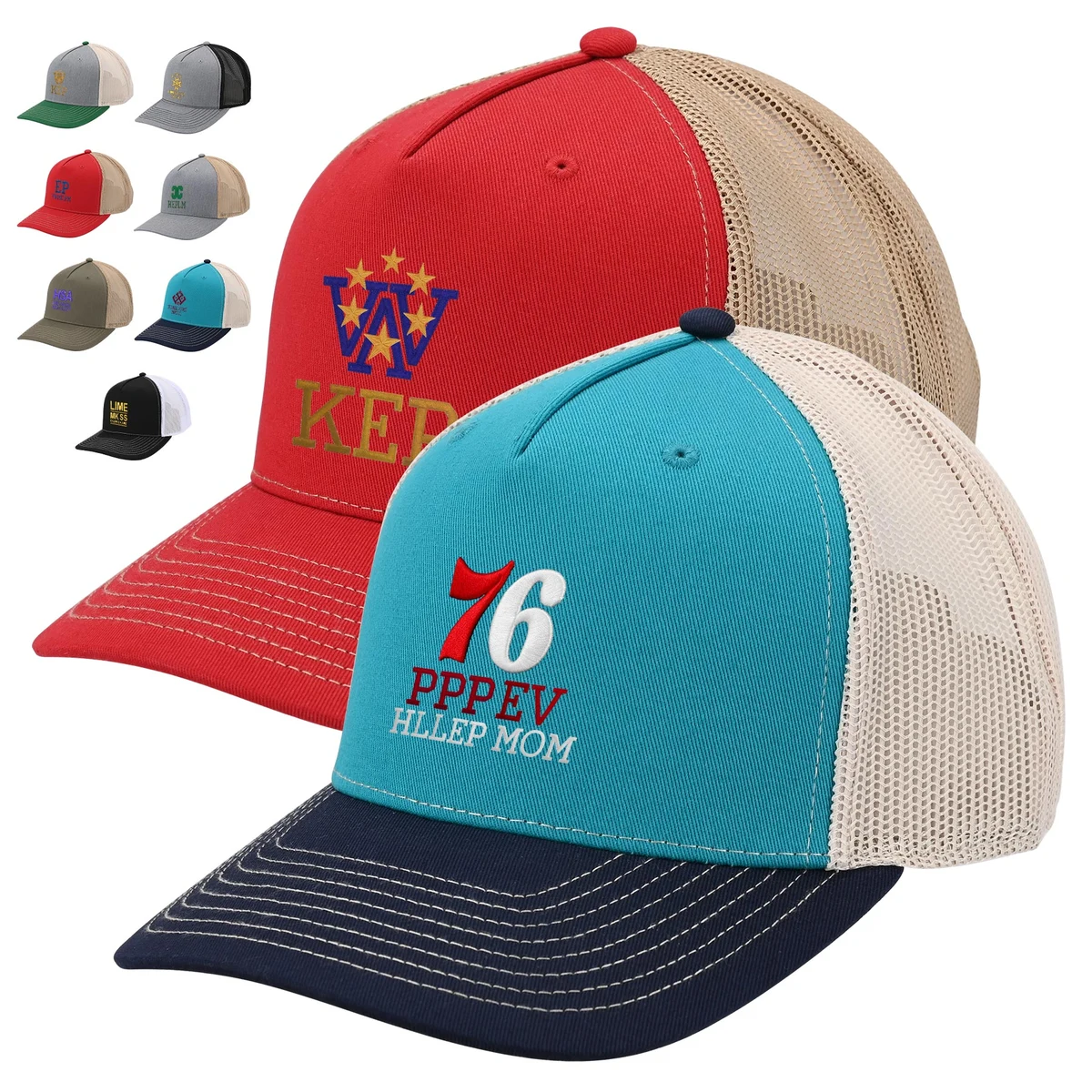 Premium 5-Panel Trucker Cap With Mesh Back & Plastic Snapback Closure 1