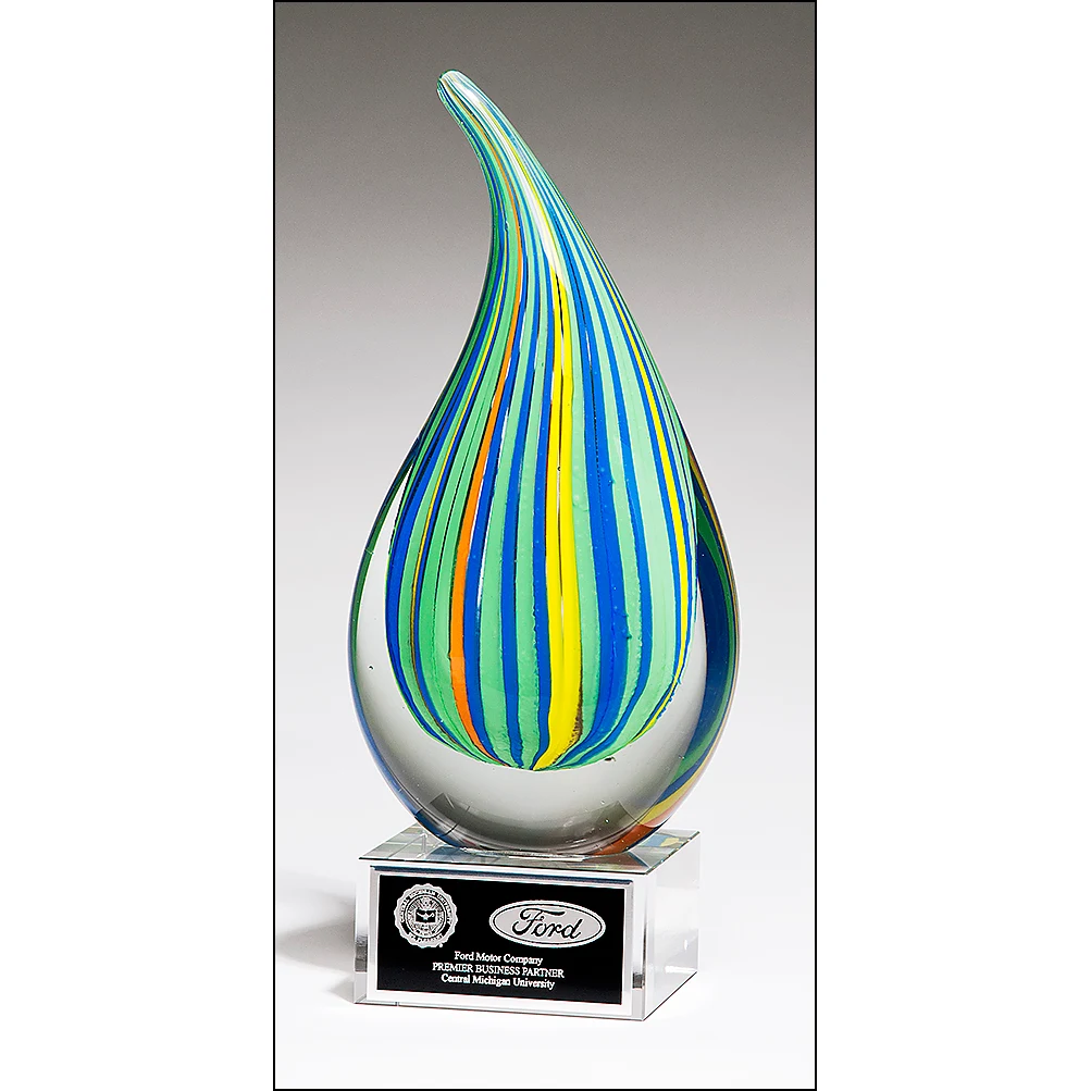 Pixey Blue Green Art Glass 8" 1