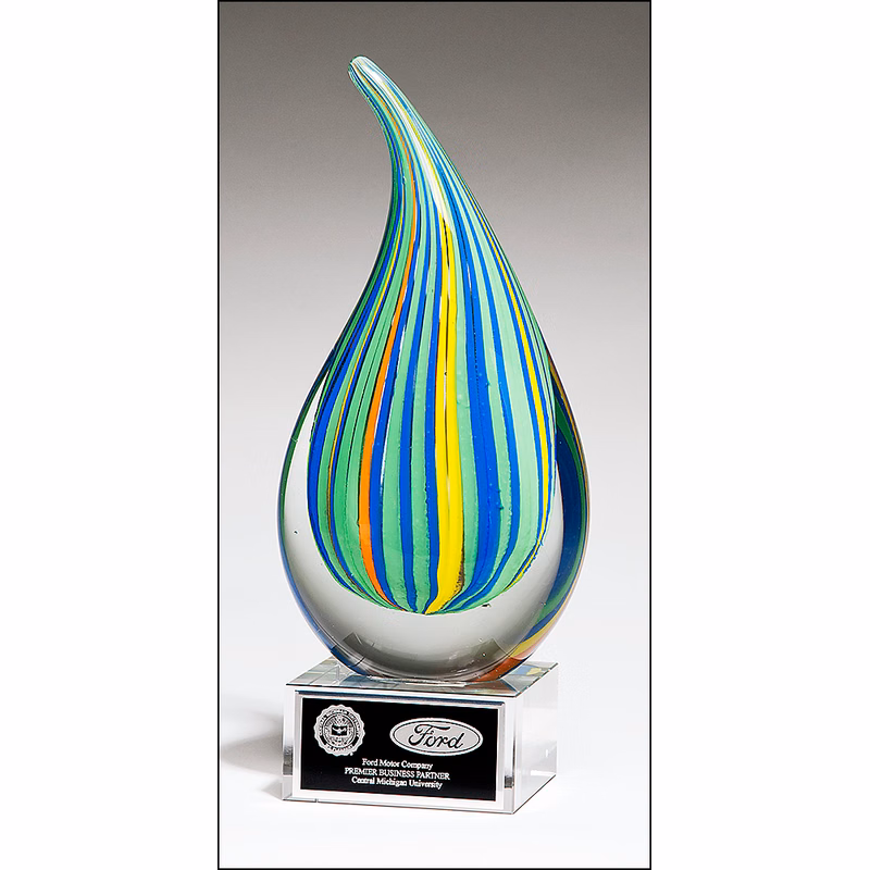 Pixey Blue Green Art Glass 8"