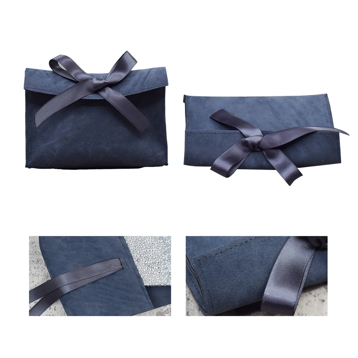 Custom luxury design velvet suede bag with bow knot 1