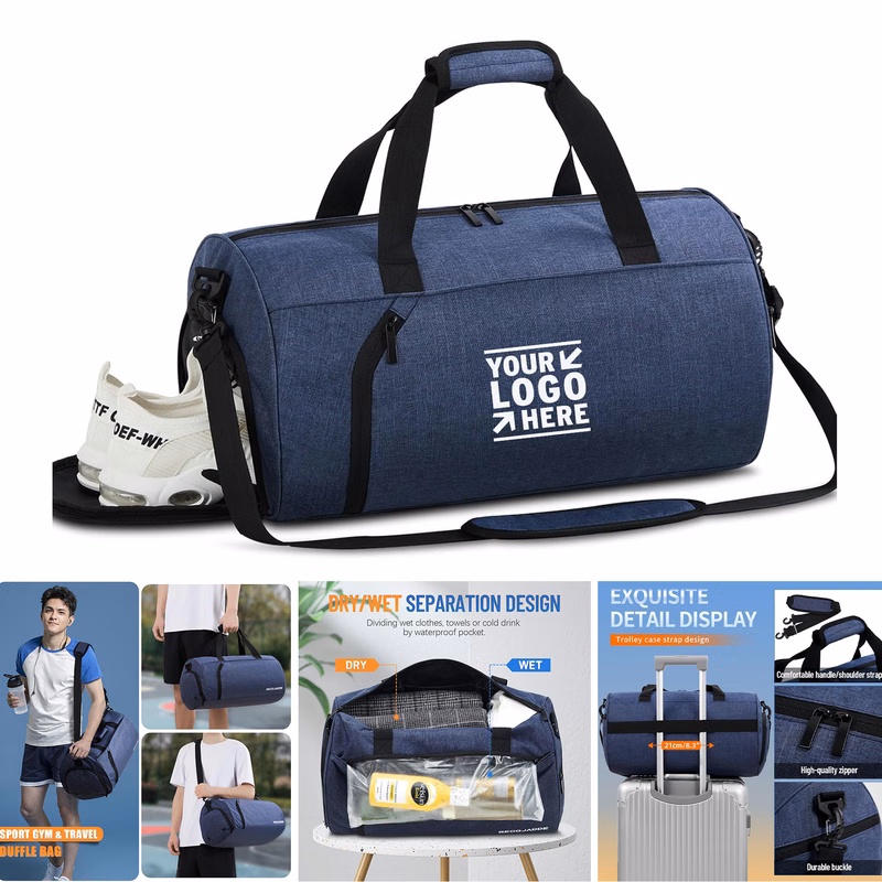Women Men Adjustable Detachable Shoulder Strap Gym Workout Sports Bag With Shoe Compartment