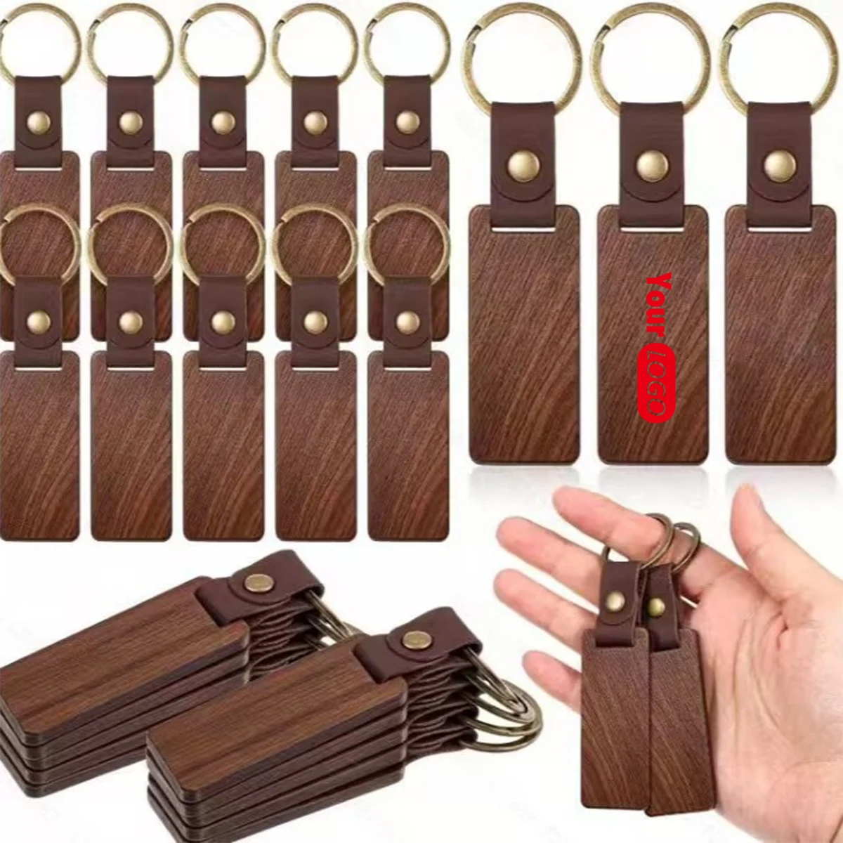 Wooden Walnut Beech Keychain Charm 1