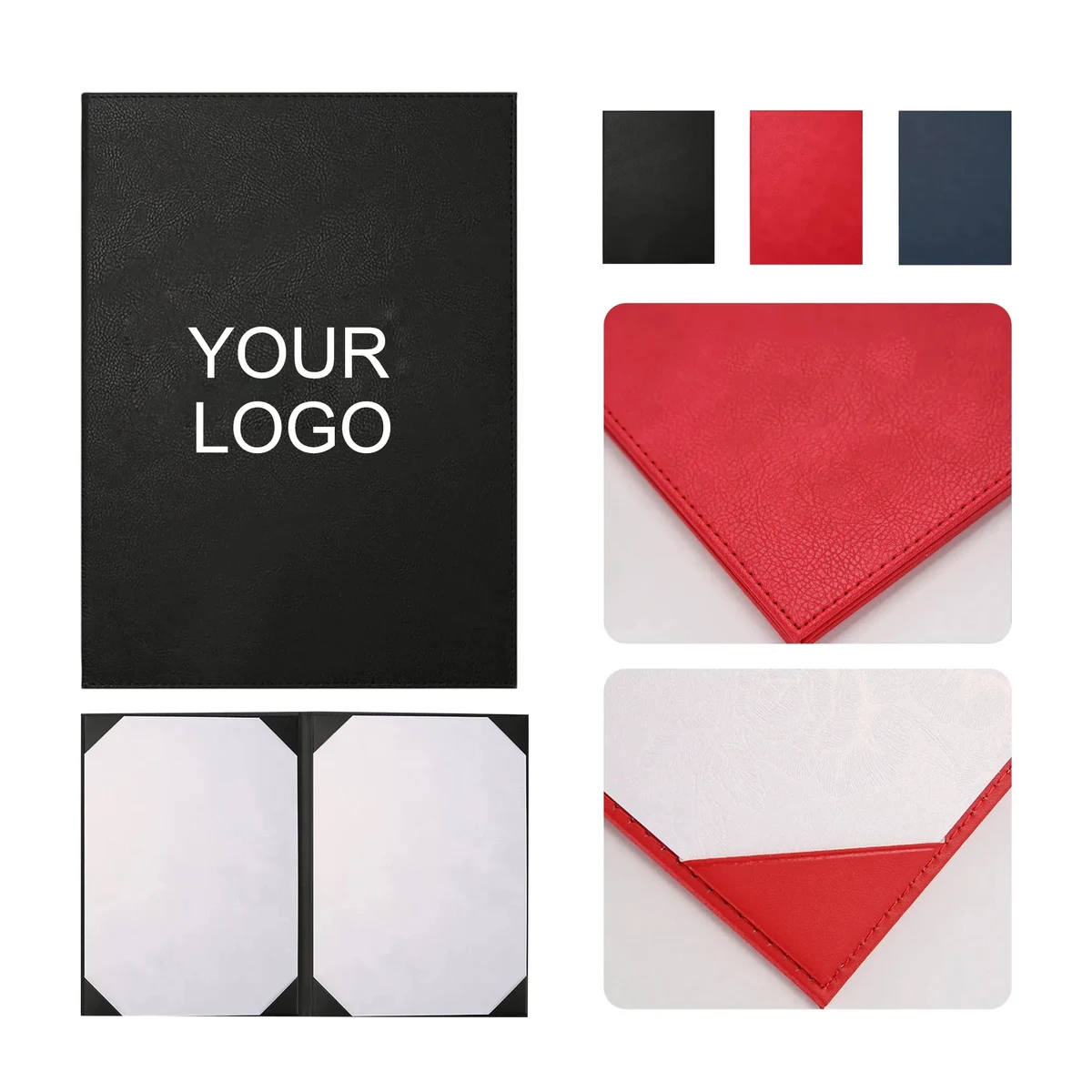 Durable PU Leather Certificate Folder with Stitching 1