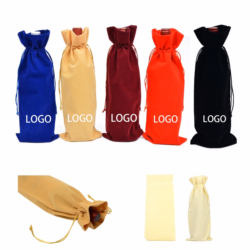 Velvet Drawstring Wine Bottle Bag
