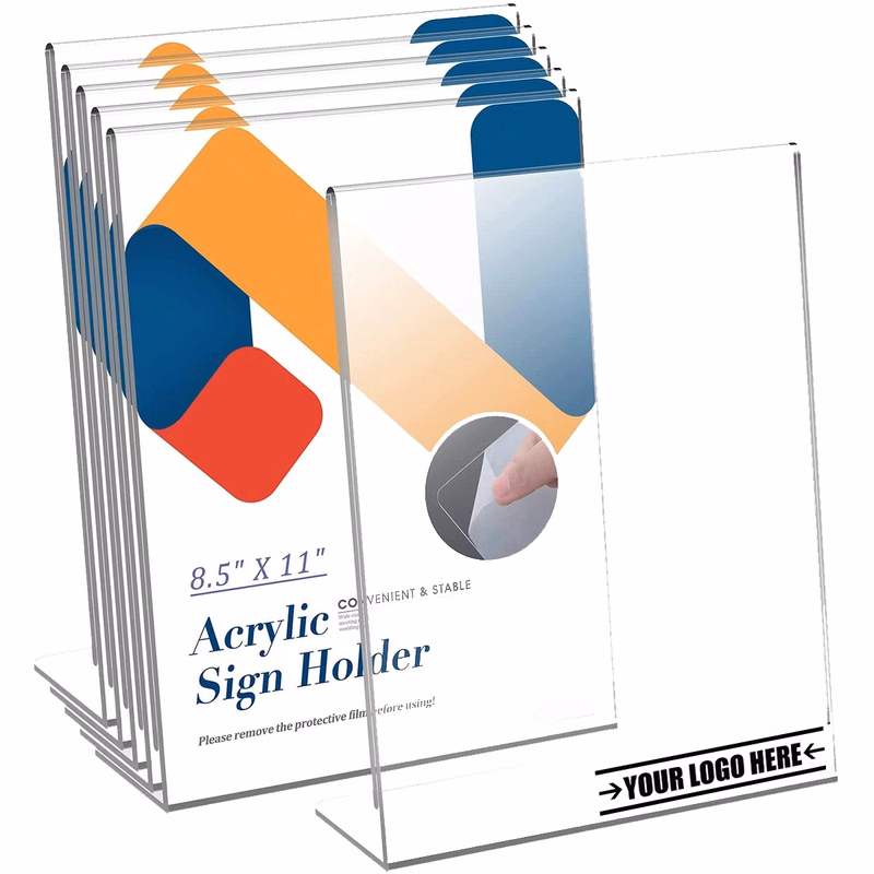 Custom Double Frames Clear Acrylic Sign Holder 8.5 X 11''