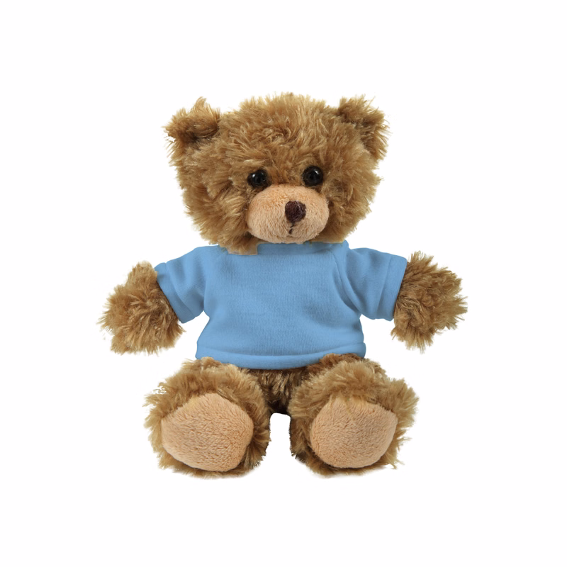 soft plush Mocha Curly Sitting Bear with t-shirt