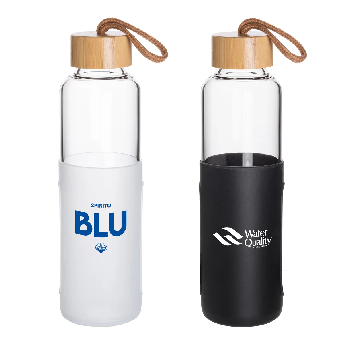 16 Oz. Glass Bottle w/Bamboo Cover Lid & Silicone Sleeve 1