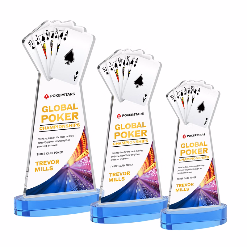 Poker VividPrint™ Award on Alberton Base - Sky Blue