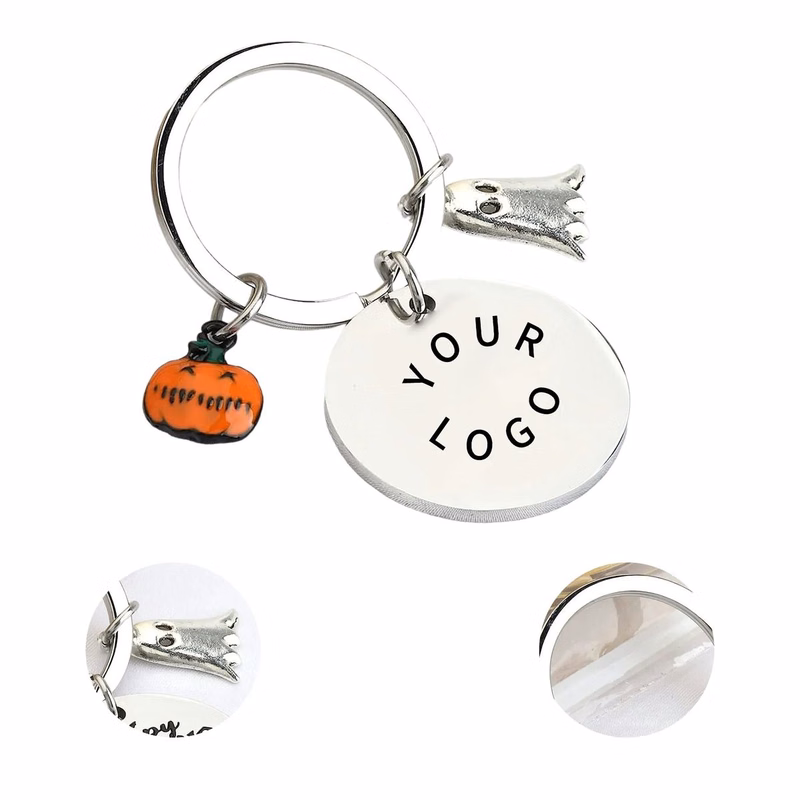 Stainless Steel Halloween Bat Skull Keychain